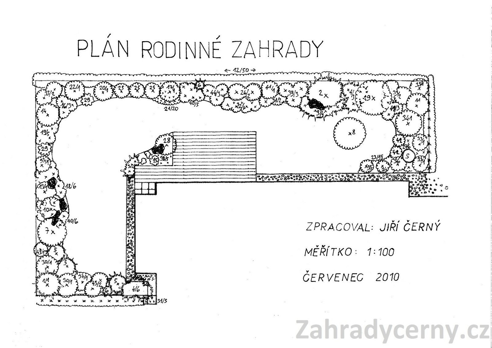 plán okrasné zahrady Hostavice